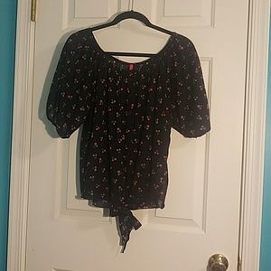 Sheer Navy Blue and Polka Dot Top